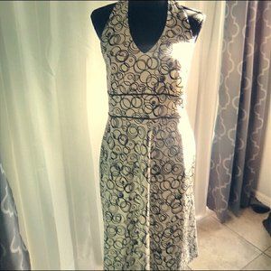 AB Studio white & black halter dress